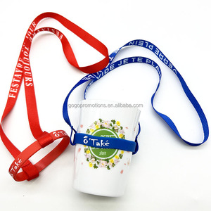 2024 Popular Water Bottle Cup Holder Lanyard Neck Strap Lanyard Custom Promotional Bee Glass Bottle Lanyards