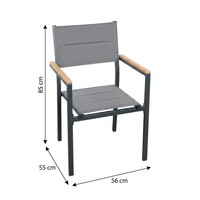 Chaise de salle à manger d'extérieur moderne en aluminium avec tissu en maille respirante, empilable, portable, résistante aux intempéries, pour café