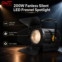 Projecteur LED Fresnel sans ventilateur 200W 5600K CRI95 DMX512 Zoom motorisé 20-60 °   Luminaire de scène silencieux pour salle de théâtre