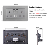 Prise murale commutée Touchmi 146 Type UK 13A avec port USB de charge rapide, prises électriques