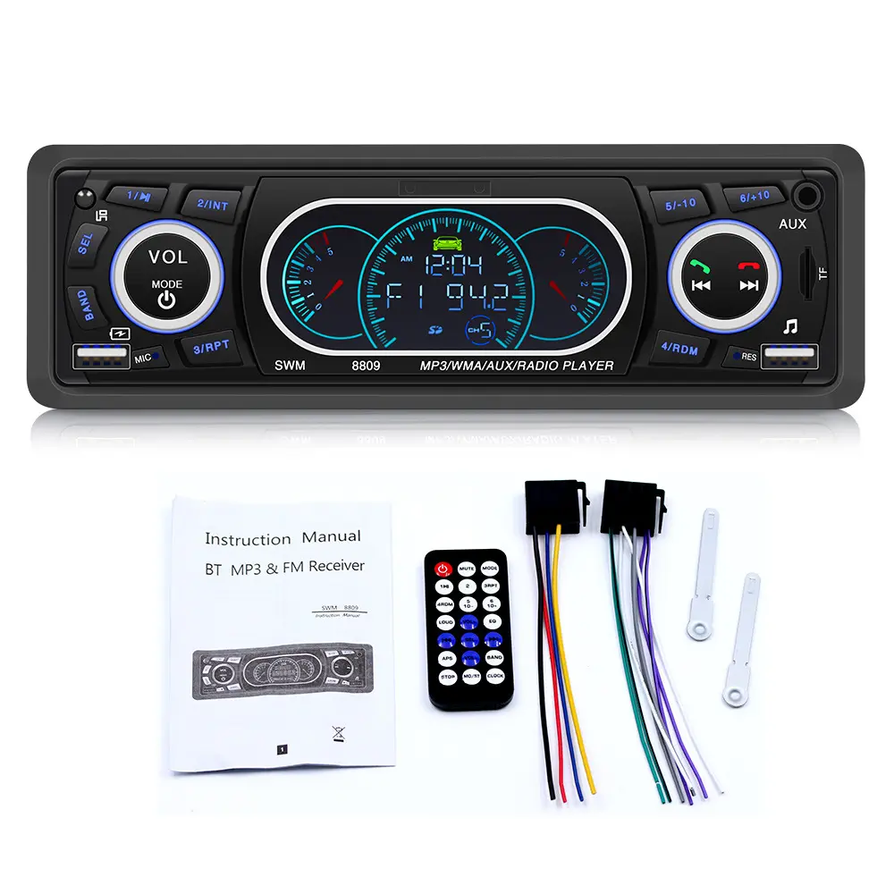 Autoradio android, bluetooth, stéréo, lecteur Cassette, télécommande, MP3, AUX, TF, USB, FM, HD, accessoires pour voiture, 1 Din