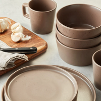 Service de Table de Luxe en Grès Céramique Noir Mat, Assiettes Colorées pour Dîner