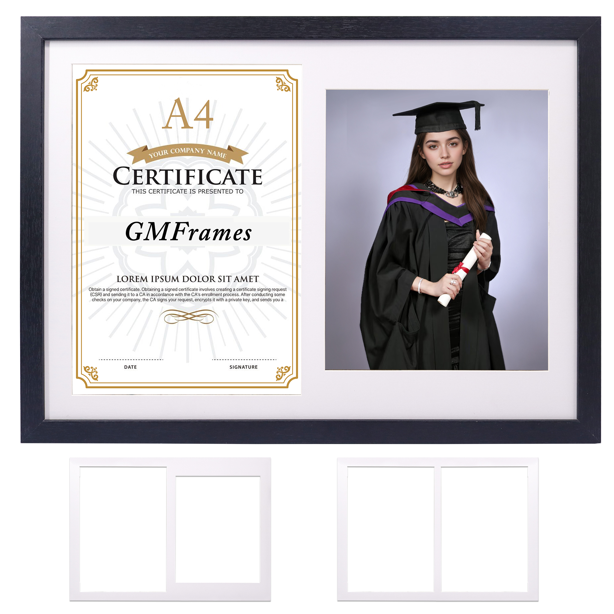 Black with white mat