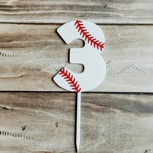 ท็อปเปอร์เค้กอะคริลิคหมายเลข 5 ลายเบสบอล น้ำผึ้ง และความหวาน สำหรับตกแต่งเค้กวันเกิดเด็ก ฉลองวันเกิดครบรอบ 1 ปี - Product Image 2