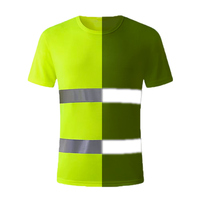 Camiseta de Trabajo Reflectante de Manga Corta, Color Amarillo Fluorescente, Transpirable y Ligera, para Trabajos de Construcción al Aire Libre en Verano