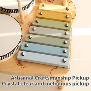 Jouets musicaux éducatifs en bois, station musicale multifonctionnelle, percussion Montessori, jouets sensoriels pour bébés, xylophone à 6 pièces, tambour à main - Product Image 5