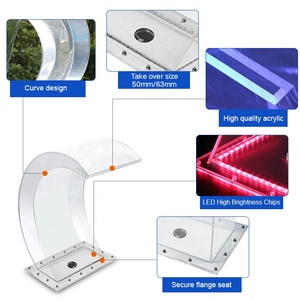 Chute d'eau de piscine durable à angle droit en acrylique transparent personnalisé avec lumière LED - Product Image 2