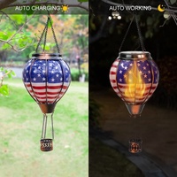 Linterna solar de jardín al aire libre de primera calidad IP65 Luz colgante LED impermeable Globo de aire caliente decorativo Iluminación solar