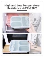 2024 nouveaux produits sans Bpa Silicone pliant Bento boîte à lunch mignon enfants boîte à lunch Bento ensemble personnalisé boîte à lunch enfants ensemble pour l'école