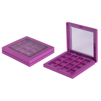 Palette de fards à paupières vide en gros, emballage coréen violet, conteneur cosmétique avec miroir, couleur nude