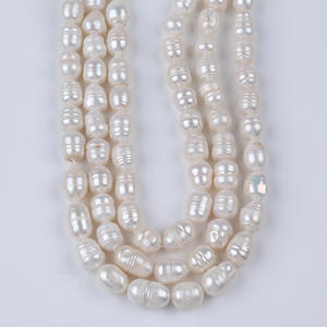 Perles de riz filetées en gros 7-8/8-9/9-10mm, perles d'eau douce naturelles blanches pour la fabrication de bijoux, perles en forme de riz en vrac - Product Image 4