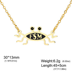 Collar con Símbolo del Pastafarianismo para Mujer, Colgante de Monstruo de <span class=keywords><strong>Espagueti</strong></span> <span class=keywords><strong>Volador</strong></span> FSM, Joyería de Acero Inoxidable - Product Image 6