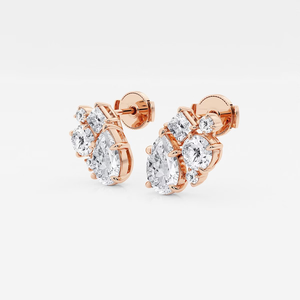Elegantes Pendientes de Diamantes con Mosaico de Cinco Piedras de 3 Quilates con Brillo Intenso, Joyería de Lujo Ética para Mujer, para Uso Diario y Ocasiones Especiales - Product Image 2