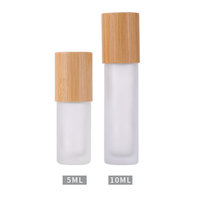 Flacon compte-gouttes en verre ambré dépoli transparent de 5 ml, 10 ml, 15 ml, écologique, pour parfum, sérum de soin et huile essentielle, avec bouchon en bambou
