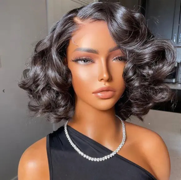 Raw Peruvian Loose Lace Closure Front Colorful Virgin Cheap Brazilian 100%Cuticle Aligned Human Hair Bob Wigs for Black Women