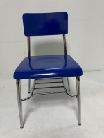 Chaise de formation OK-2069 avec dossier en PP brillant, assise rembourrée, pieds chromés et structure en contreplaqué pour salle de classe, amphithéâtre, conférence.