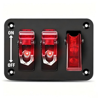 Panneau de commutation à bascule 3 gangs 12V avec LED rouge, interrupteur à bascule d'allumage 3 broches SPST étanche pour voiture, camping-car, bateau, tout-terrain, camion