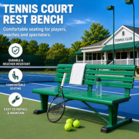 Banc de patio extérieur moderne avec siège carré et dossier en alliage d'aluminium pour terrain de basket-ball, football, tennis, padel