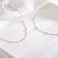 Изящное 14k позолоченное бисерное ожерелье-чокер со спутниковой многослойной цепочкой