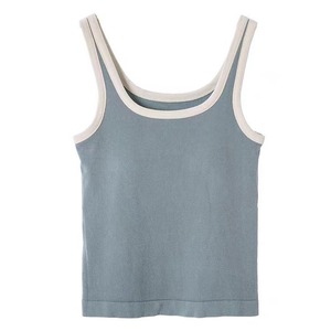 เสื้อกล้ามคอสี่เหลี่ยมทรงสลิมสำหรับผู้หญิง ผ้าคอร์ดูรอยสีตัดต่อ สไตล์วินเทจ อุ่นสบายสำหรับฤดูใบไม้ร่วงและฤดูหนาว ไม่ต้องใส่บรา - Product Image 5