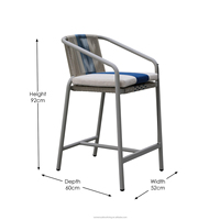 Chaise haute moderne en aluminium et osier OSMEN VODDEN pour extérieur, patio, balcon et jardin