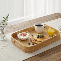 Nieuwe 2 stuks wegwerp bamboe serveerschaal met handvat, minimalistisch design voor visgerecht, snack, ontbijt, fruit, milieuvriendelijke schaaltjes