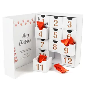 Crown win custom design white color corrugated mail boxes halloween beauty makeup advent calendar box large 12 days paper boxes