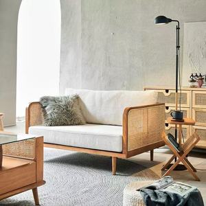Canapé-lit moderne, durable et écologique 3 places avec accoudoirs en rotin (coussin beige) – Mobilier d'extérieur imprimé en 3D - Product Image 4