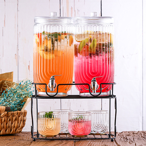 2025 Novo Design 3.8L Limpar Em Relevo Vidro Bebida <span class=keywords><strong>Dispenser</strong></span> Spigot Drink <span class=keywords><strong>Dispenser</strong></span> Tampa para Juice <span class=keywords><strong>Lemonade</strong></span> Party - Product Image 6