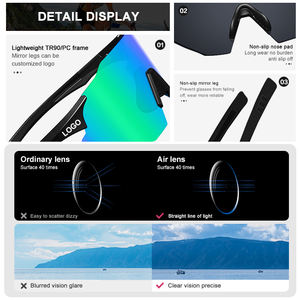 Lunettes de soleil de sport, verres polarisés miroir, lunettes de cyclisme et de course, protection UV400, anti-buée, coupe-vent, monture en PC, lunettes personnalisées avec logo - Product Image 2