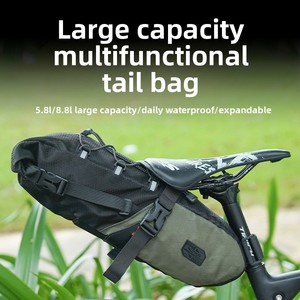 Sac arrière multifonctionnel pour vélo de route, grande capacité 5,8 L, en nylon léger, imperméable, avec sangle réglable et fermeture éclair - Product Image 5
