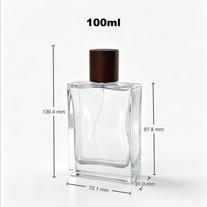 <span class=keywords><strong>Precio</strong></span> de Fábrica, Botella de Perfume de Vidrio Cuadrada Plana de Lujo de 100 ml, Degradado Negro Escarchado, Tapa Magnética de Madera, Pulverizador con Bomba Vacía - Product Image 5
