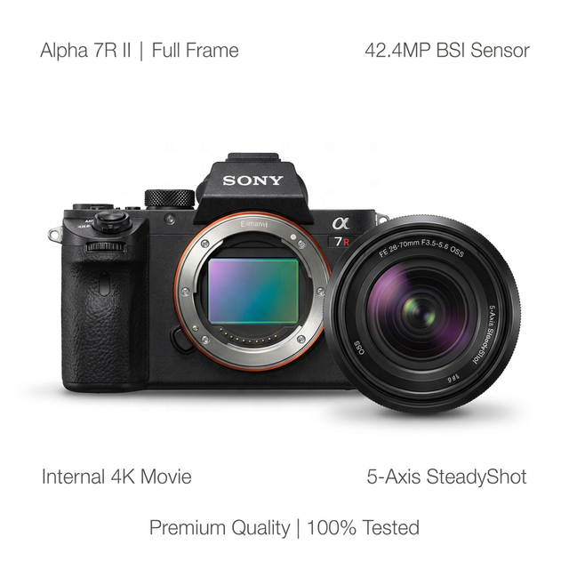 Wholesale Sony Alpha 7R II A7R2 Full Frame Mirrorless Camera with 28-70mm OSS Lens Kit 42.4MP 4K Video 5-Axis IBIS Pro Bundle