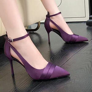 Nuove Scarpe da Donna Eleganti in Raso <span class=keywords><strong>Viola</strong></span> Chiaro 8839, <span class=keywords><strong>Sandali</strong></span> a Punta con <span class=keywords><strong>Tacco</strong></span> Alto e Sottile - Product Image 1