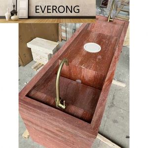 Îlot de cuisine moderne en travertin rouge naturel pour les dîners, les hôtels, les salles, les fermes et l'utilisation en extérieur - Product Image 4
