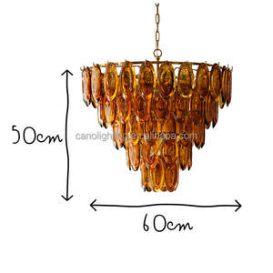 Lustre en verre ambré Art déco moderne - Product Image 2