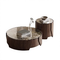 Ensemble de tables basses en marbre de design minimaliste italien, cadre en bois, table gigogne haut de gamme pour les petits salons modernes, meubles