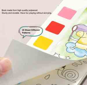 Grosir Cat saku dengan coretan air buku mewarnai untuk anak-anak gambar cetak buku mainan Set dengan sikat - Product Image 4