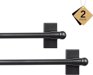 Tringles à rideaux magnétiques réglables multi-usages <span class=keywords><strong>pour</strong></span> portes, fenêtres, boîtes à outils, 9-16 pouces, installation facile, lot de 2, noir - Product Image 3