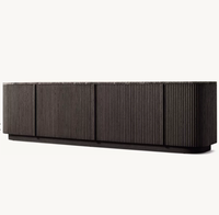 Meubles de salon modernes de luxe, style américain, console multimédia en bois de chêne avec plateau en marbre