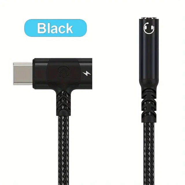 Audio Cable USB Type-C Audio Charging Adapter 2 in 1 Type C Male to Female 3.5mm Headphone Jack + Charging Converter