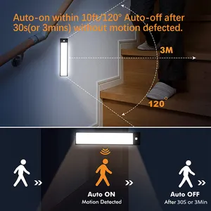 2W 1000mAh Battery LED Rechargeable Lamp Magnetic Suction Cabinet Light With PIR Sensor Inside