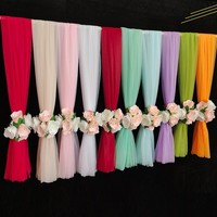 Dekorasi Pernikahan Tirai Benang Modern 100x150cm Kain Gauze Warna-warni Mengalir untuk Latar Belakang 6 Warna GreenLife Plafon
