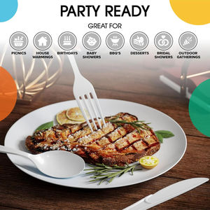 Cuillères et fourchettes jetables écologiques pour la crème glacée - Fournitures de camping et de restauration Biodégradables Sans BPA Sans danger pour les aliments Durables - Product Image 4