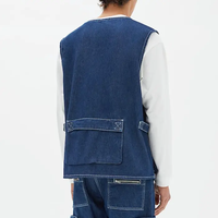 Veste utilitaire décontractée à logo personnalisé de haute qualité, très vendue, avec plusieurs poches, fermeture éclair, débardeur en denim pour hommes