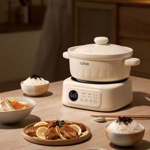 Mini-<span class=keywords><strong>mijoteuse</strong></span> électrique <span class=keywords><strong>programmable</strong></span> 3L, contrôlée par micro-ordinateur, blanche, 400W, avec revêtement céramique, multifonction, à économie d'énergie - Product Image 5