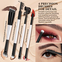 Ensemble de 4 pinceaux de maquillage double embout, pinceau à sourcils, pinceau à paupières, pinceau à estomper, pinceau à lèvres, kit professionnel de pinceaux de maquillage pour les yeux