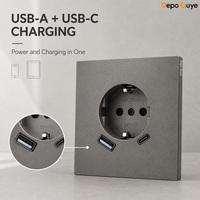 Prise murale européenne grise mate 10A, panneau modulaire DIY avec prises TV, ordinateur, téléphone RJ45, interrupteur moderne européen pour la maison