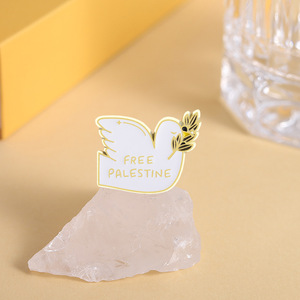 Animal White <strong>Dove</strong> Shaped Brooch Peach <strong>Dove</strong> with Olive Leaf Metal <strong>Pins</strong> Set Custom Soft Enamel <strong>Pin</strong> - Product Image 3