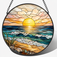 Attrape-soleil en vitrail Art Déco spirale arc-en-ciel - Décoration murale en mosaïque pour la maison, Halloween, mariage et Noël